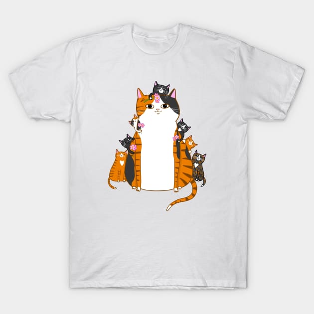 Mom and Kittens T-Shirt by KilkennyCat Art